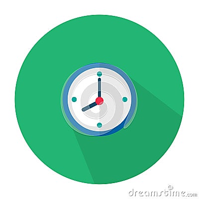 The illustration is an icon as a blue wall clock hanging on the wall. Can be used in various media. Vector Illustration