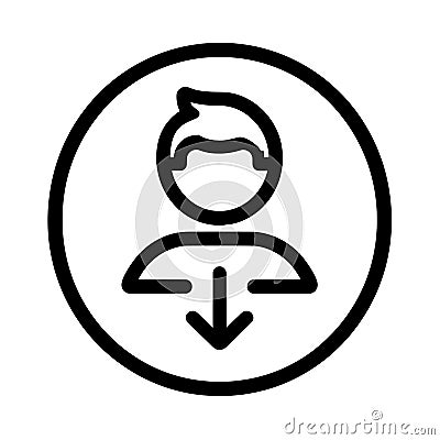 Featuring Icon of an avatar inside an arrow, with a simple line art style on a white background, using a minimalist design with n Vector Illustration