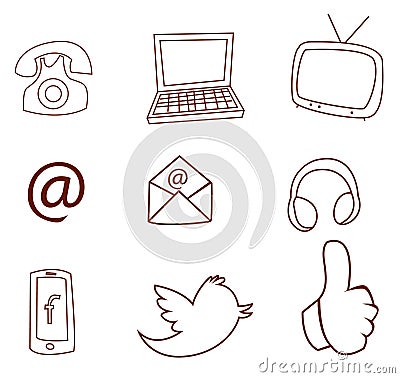 Illustration icon collection black and white of set vector Vector Illustration