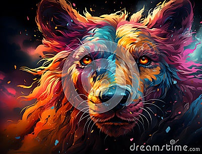 Illustration of an image of a colorful wolf Stock Photo