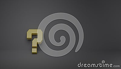 Question marks symbol shape on gray wall, concept of unknown problem, 3D rendering Stock Photo