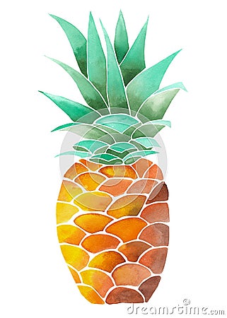 Illustration (image) with yellow watercolor pineapple Stock Photo