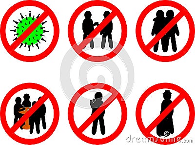 Corona signs, canger, epidemic of a disease, education, people Vector Illustration