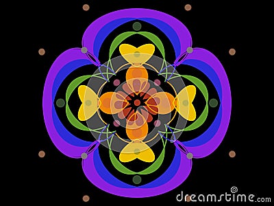 Illustration of an Imaginative and Fantasy Mandala Creation of Shapes and Colors Stock Photo
