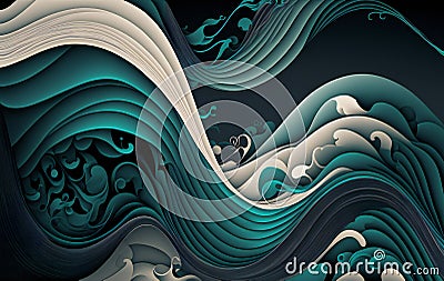 Inconspicuous waves, digital illustration painting, abstract background Cartoon Illustration