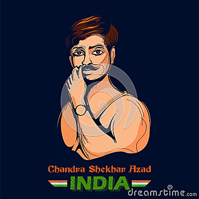 Indian background with Nation Hero and Freedom Chandra Shekhar Azad Pride of India Vector Illustration