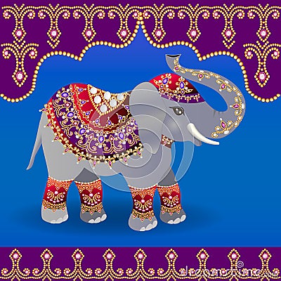 Indian elephant decorated for a Wedding Vector Illustration