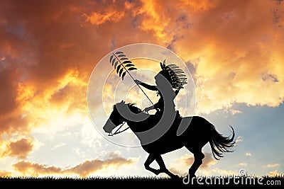 Indian hunter on horseback Stock Photo