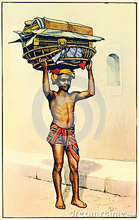 Illustration of an Indian porter Stock Photo