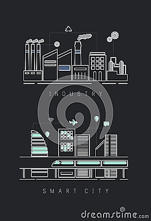 Illustration industry and smart city Stock Photo