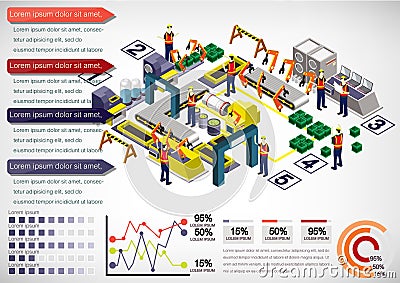 Illustration of info graphic factory equipment concept Vector Illustration