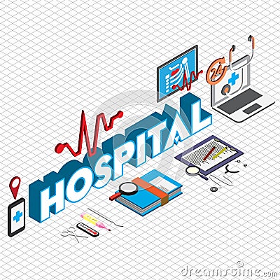 Illustration of info graphic hospital icons set concept Vector Illustration