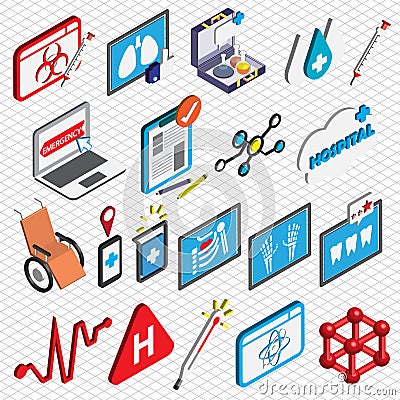 Illustration of info graphic hospital icons set concept Vector Illustration