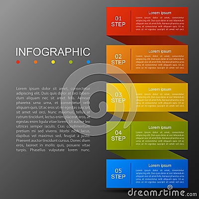 Infographic ribbon in modern fashion timeline of five options Vector Illustration
