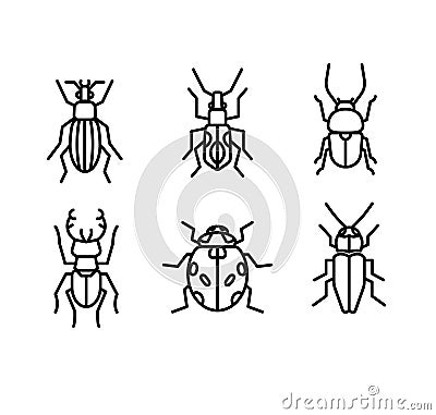 Illustration of insects icons outline Vector Illustration