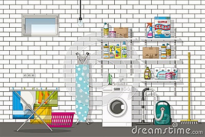 Illustration of interior equipment of a basement Vector Illustration