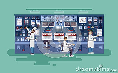 Illustration interior science base, nuclear power plant in flat style Vector Illustration