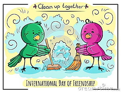 Illustration International day of friendship Birds clean u Vector Illustration