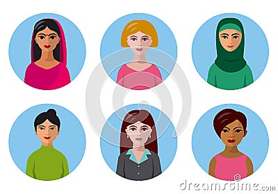 International women avatars Vector Illustration