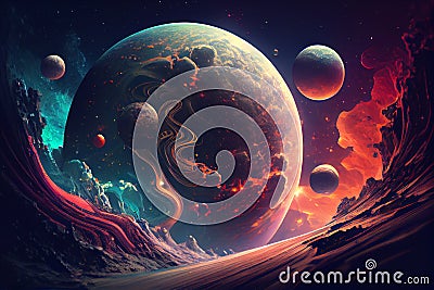 Illustration of interstellar space Stock Photo