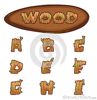 Illustration Isolated Alphabet Letter wood concept Vector Illustration