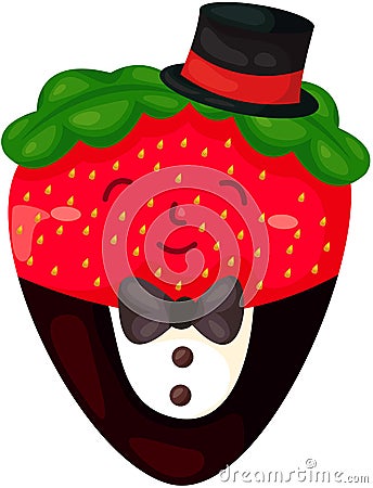 Cartoon strawberry with chocolate Vector Illustration