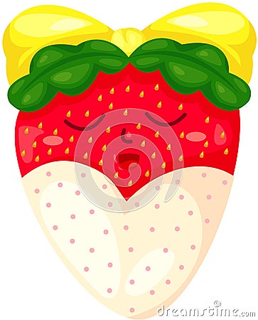 Cartoon strawberry with chocolate Vector Illustration