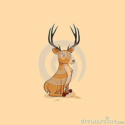 Illustration isolated emoji character cartoon deer squints and looks suspiciously sticker emoticon for site Stock Photo