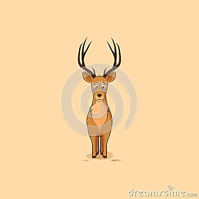 Illustration isolated emoji character cartoon sad and frustrated deer crying, tears sticker emoticon for site Stock Photo