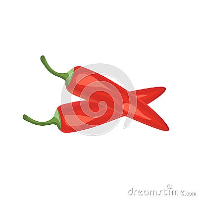 Illustration of isolated red chili on white background Vector Illustration