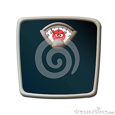 Illustration of isolated scales. Angry scales for weighing people. Stock Photo