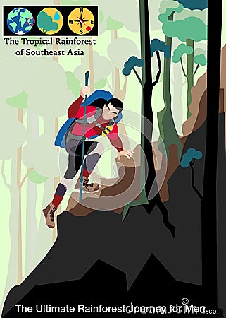 Illustration journey vector, The Tropical Rainforest of Southeast Asia Vector Illustration