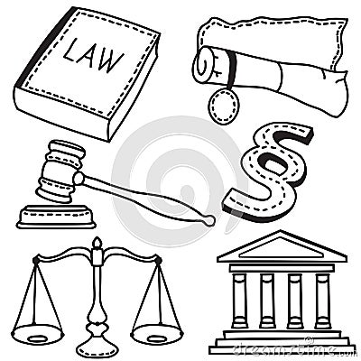 Illustration of judicial icons Vector Illustration