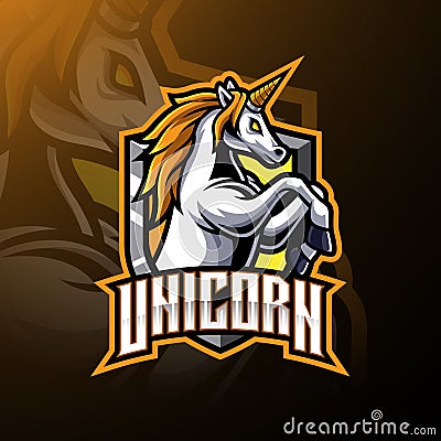Jumping unicorn mascot logo design Vector Illustration