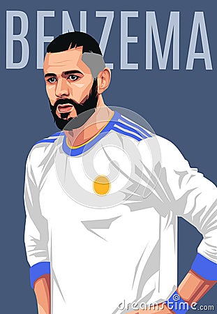 Illustration of Karim Benzema, Real Madrid Team Editorial Stock Photo