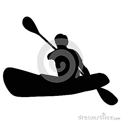 Kayaking isolated silhouette Vector Illustration