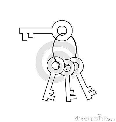 Keychain with multiple keys representing access control and security, ideal for digital security topics Stock Photo