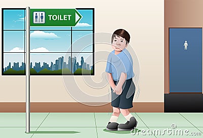 Kid want to pee Vector Illustration