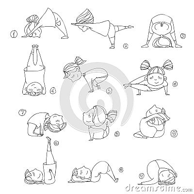 Illustration of kids doing yoga Vector Illustration