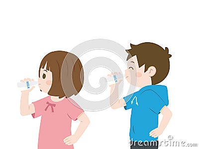 Kids drinking milk Vector Illustration
