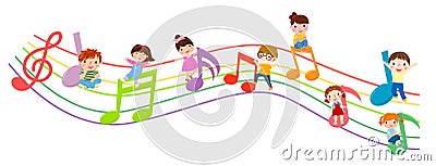 Kids and music Vector Illustration