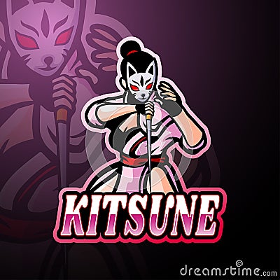 Kitsune esport logo mascot design Vector Illustration