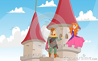 Illustration of the knight rescue the princess Vector Illustration