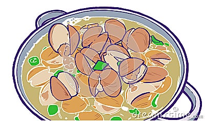 Illustration of Korean clam soup in color Vector Illustration