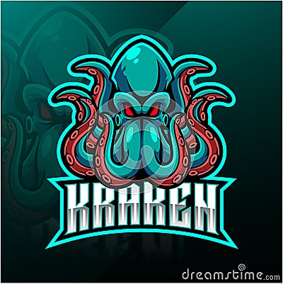 Kraken octopus sport mascot logo design Vector Illustration