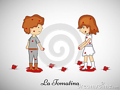 Illustration of La Tomatina festival in spain background Vector Illustration