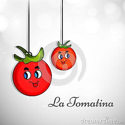 Illustration of La Tomatina festival in spain background Vector Illustration