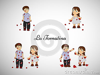 Illustration of La Tomatina festival in spain background Vector Illustration