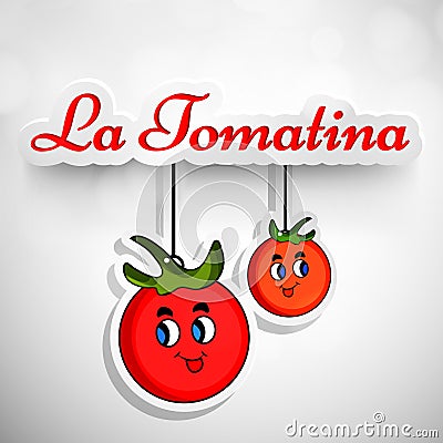 Illustration of La Tomatina festival in spain background Vector Illustration