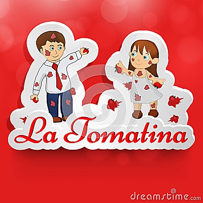 Illustration of La Tomatina festival in spain background Vector Illustration